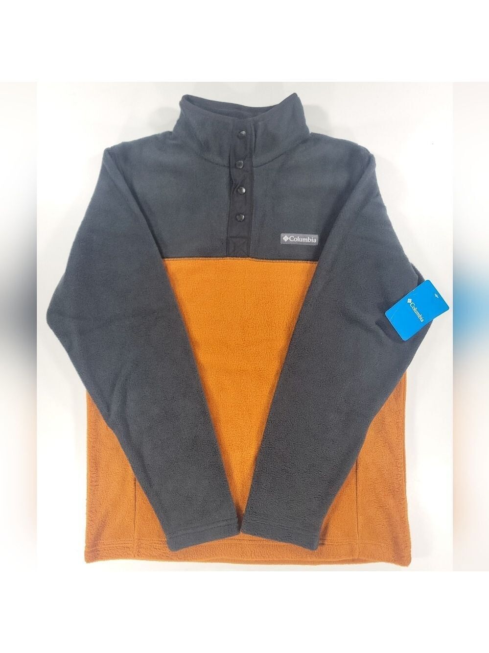 NEW Columbia Mens Steens Mountain Half Snap Orange Black Fleece Pullover Small